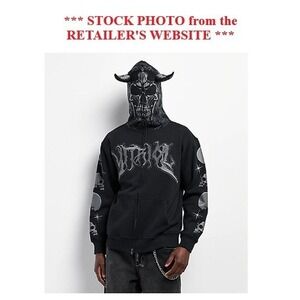 Vitriol Rage Cage Hoodie Men XL Black Brand New Skull Horns Zip Up